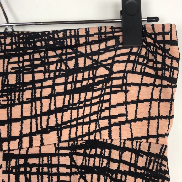 Pinkblush Lightweight Coral Pink with Black Abstract Geometric Lines Maxi Skirt - Picture 14 of 16